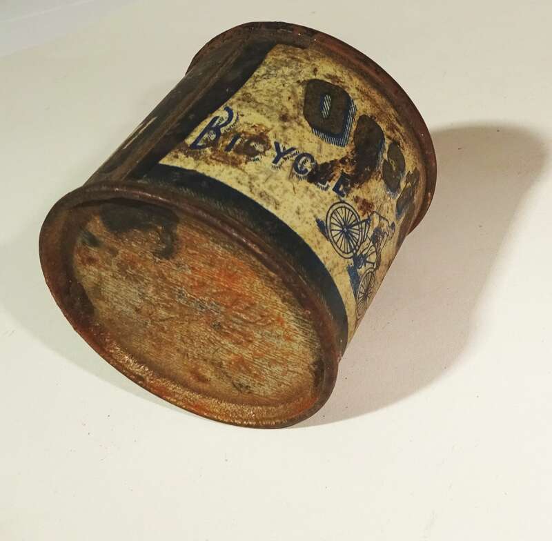 Alte Blechdose Oesten Fahrrad Emaille um 1920 bicycle