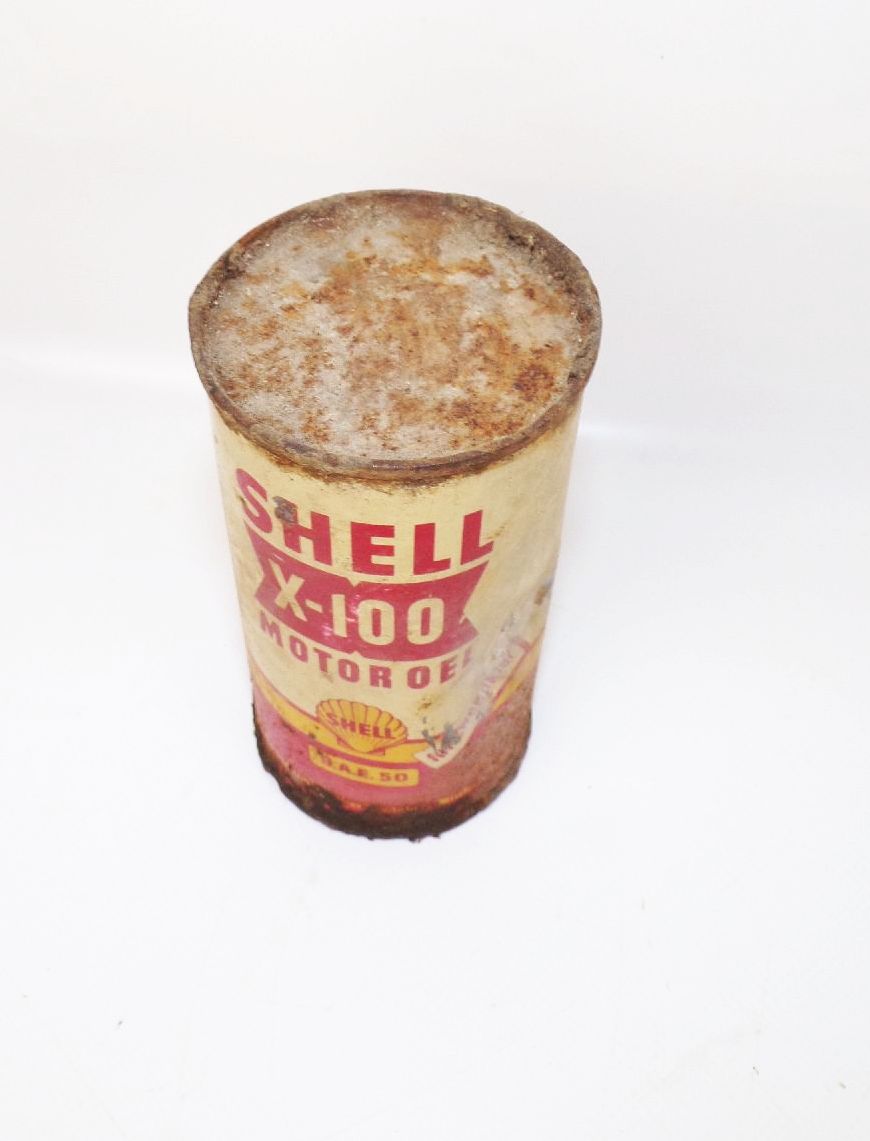 Alte Shell Dose X 100 Motor Oel NOS Garage Oldtimer Deko