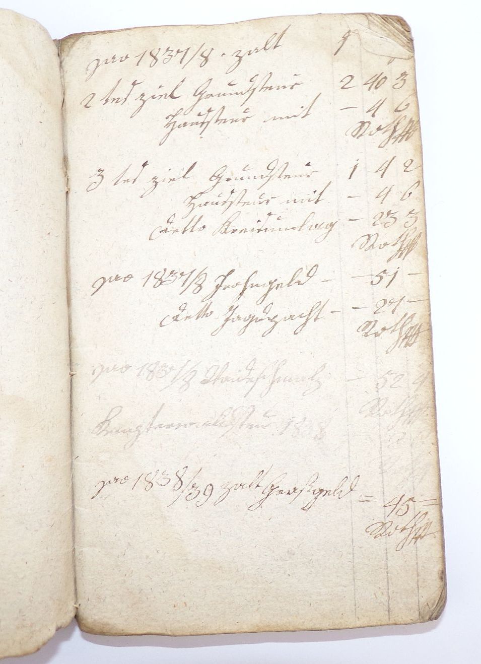 Handgeschriebenes Buch ab 1838 Stempel Steuer Einnahmen Quittungen Handgeschriebenes Buch ab 1838 Stempel Steuer Einnahmen Quittungen