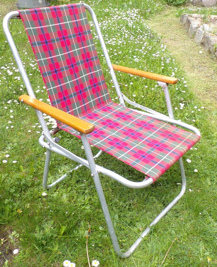 Alter DDR Campingstuhl Karo Muster Retro DDR Klappstuhl true vintage 
