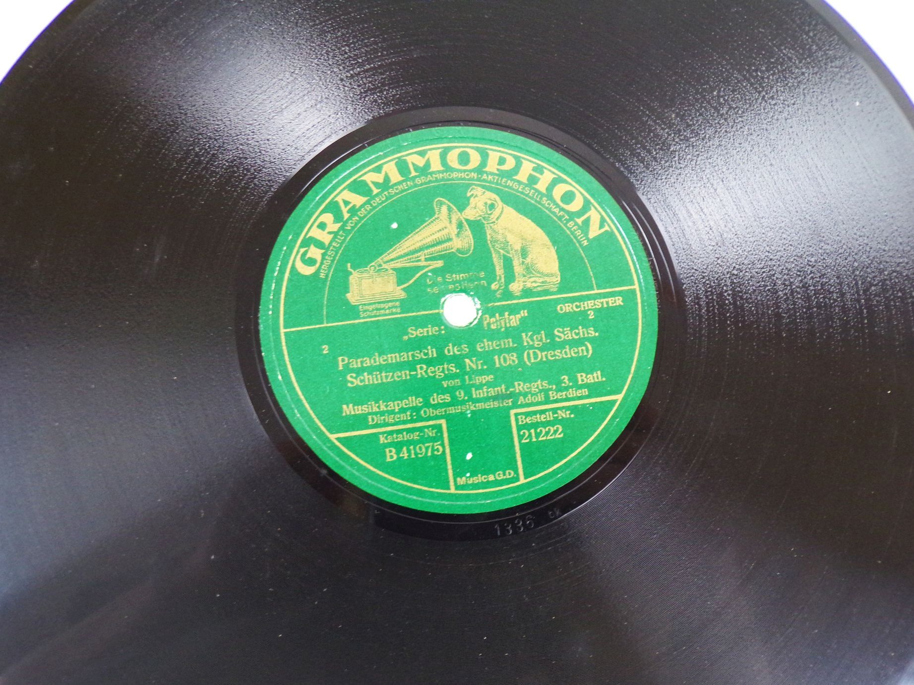 Schellack Parademarsch ehem kgl Sächsischen Schützen Regiments Nr 108
