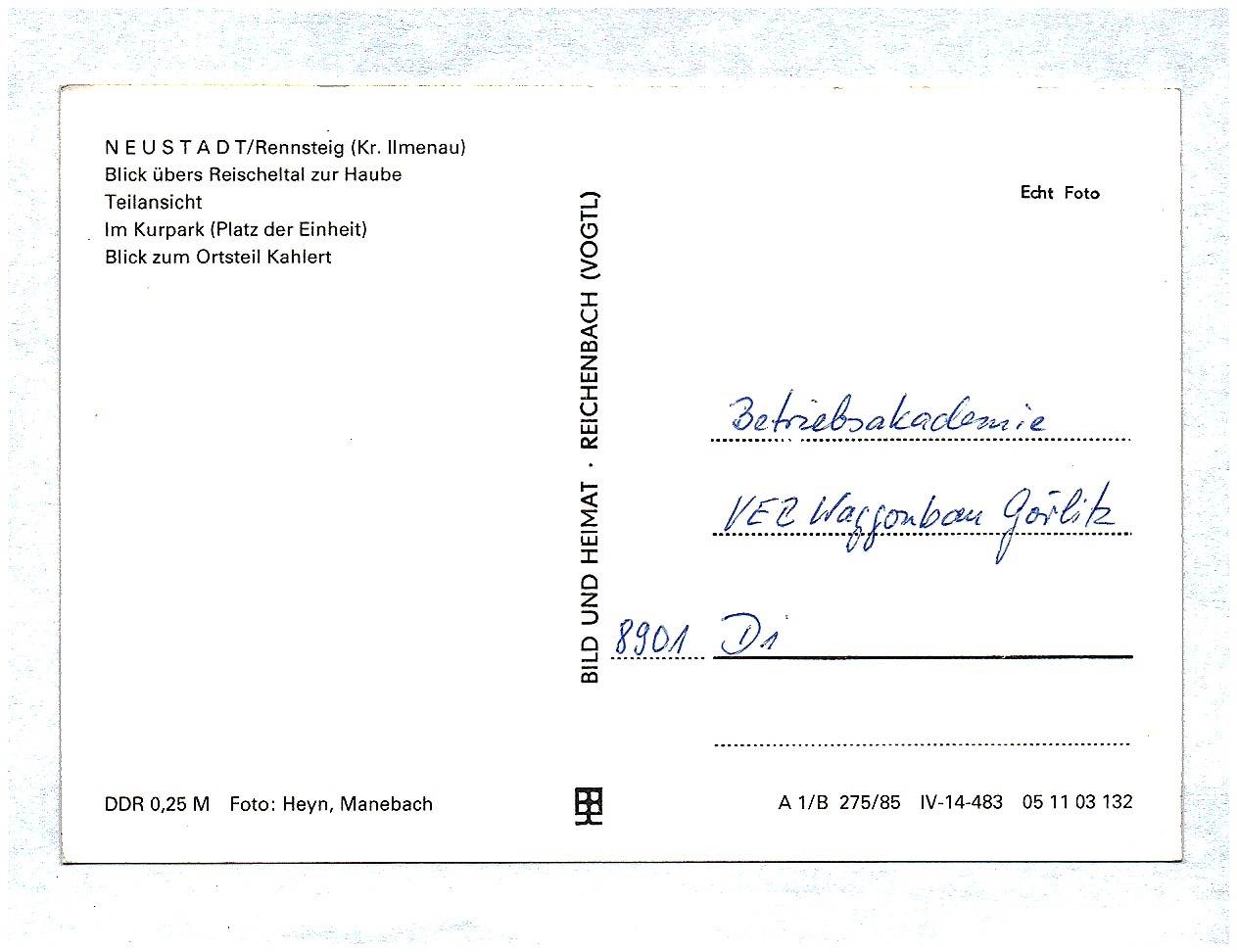 Ak Luftkurort Neustadt am Rennsteig Blick übers Reischetal zur Haube Teilansicht Kurpark DDR Ak Luftkurort Neustadt am Rennsteig Blick übers Reischetal zur Haube Teilansicht Kurpark DDR