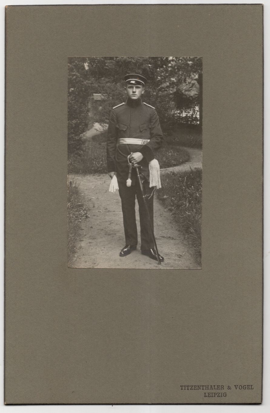 Kabinettfoto Soldat mit IOD Säbel Leipzig Sachsen 1 Wk 