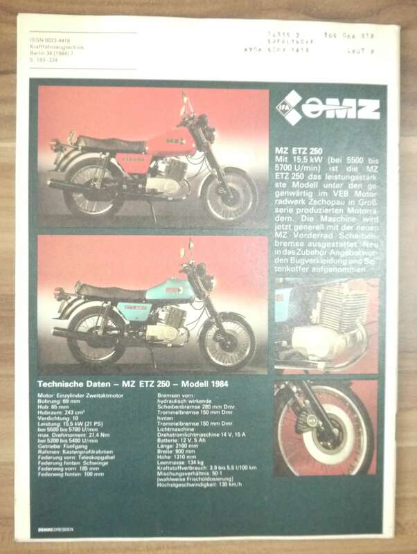 KFT DDR Zeitschrift Juli 1984 MZ Zubehör Umbau auf MZ Scheibenbremse VEB Verlag