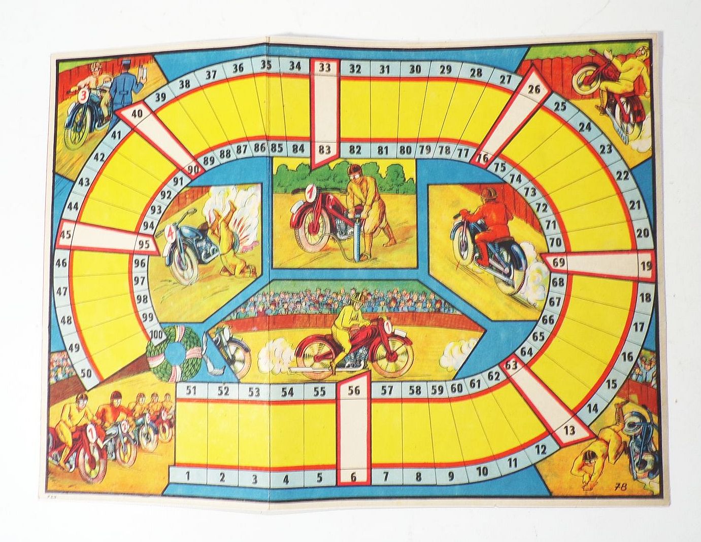 Altes Brettspiel Motorradrennen 1930er 