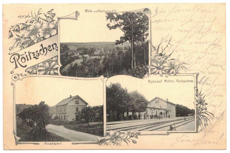 Litho Ak Roitzschen Bahnhof Miltitz Postamt Klipphausen Meißen 1907 