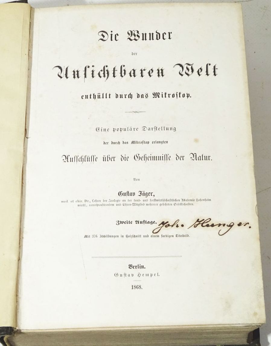 Die Wunder der unsichtbaren Welt enthüllt durch das Mikroskop 1868 Gustav Jäger