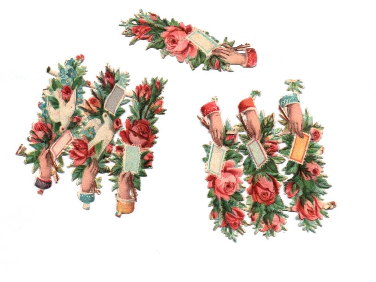 Oblaten Bogenteile No 999 Blumen Hände Taube 