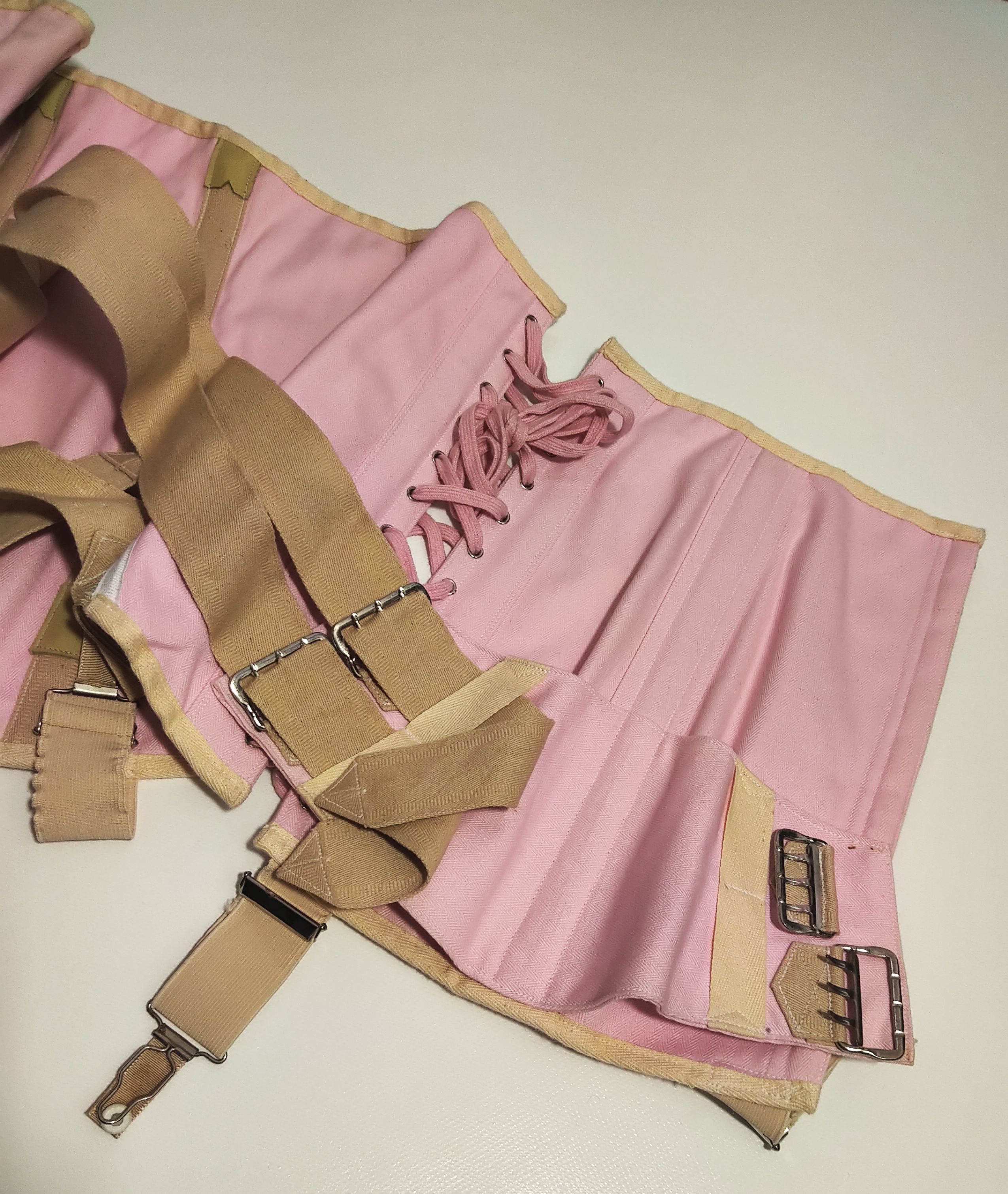 Altes Korsett rosa Corsage zum Schnüren Original Vintage Mieder