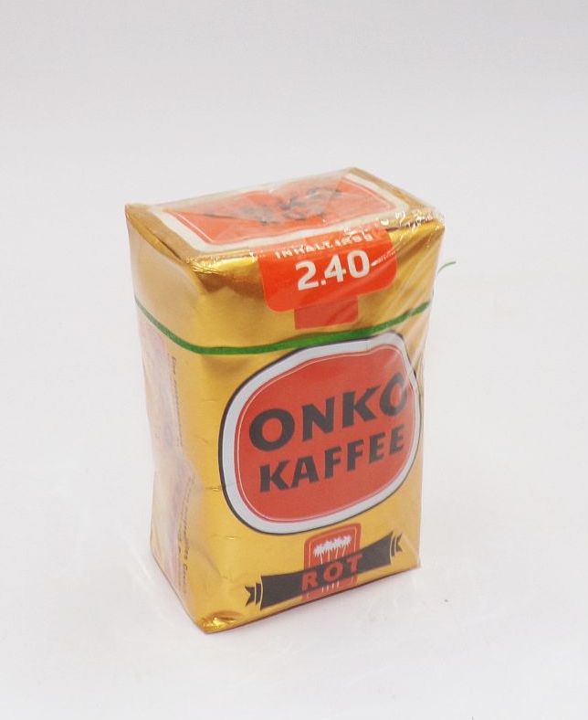 Alte Packung Onko Kaffee Rot aus Westpaket BRD Reklame Sammler 