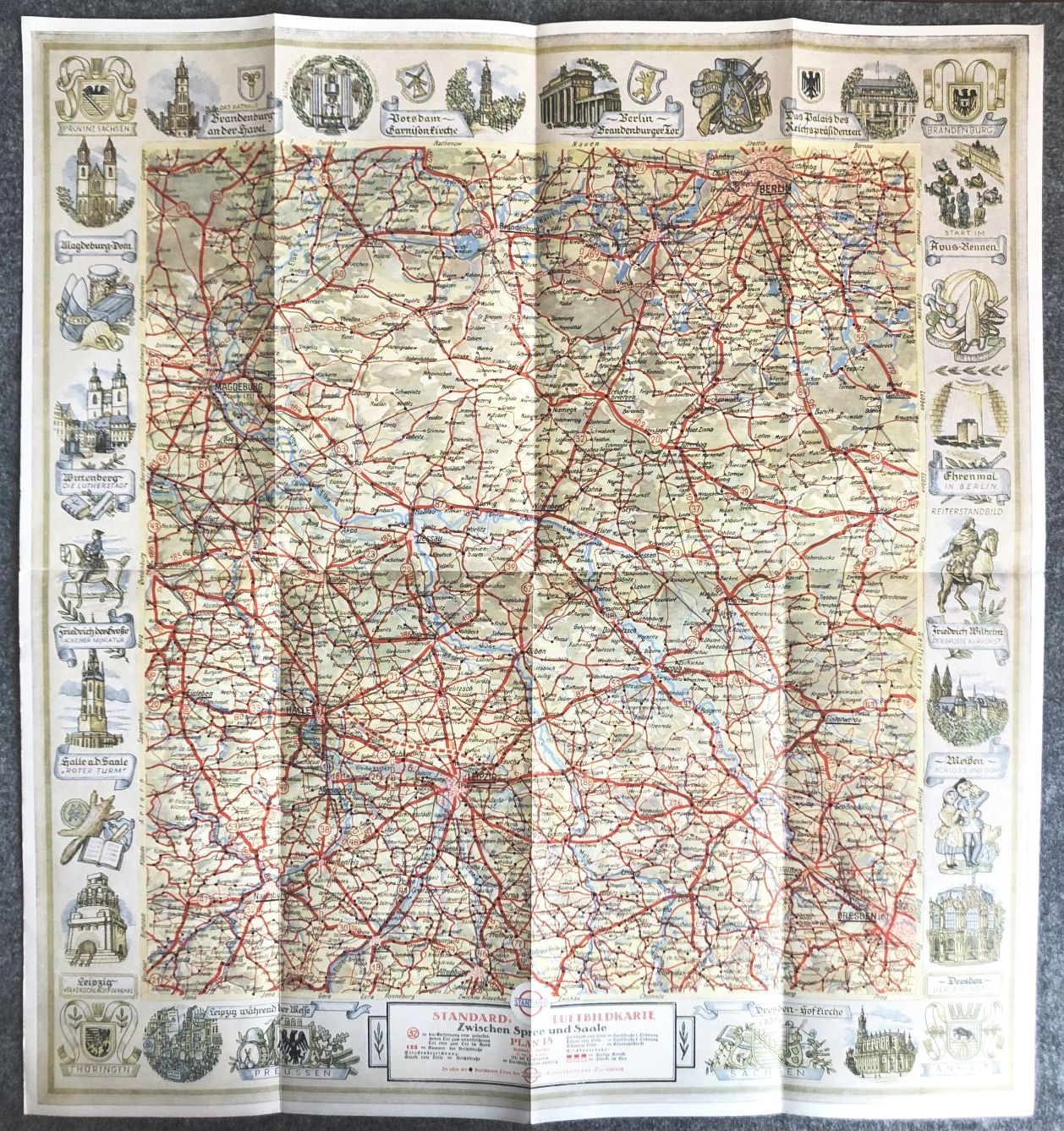 Alte Luftbildkarte für Kraftfahrer Deutsche Landschaft Standard Plan 18 ...