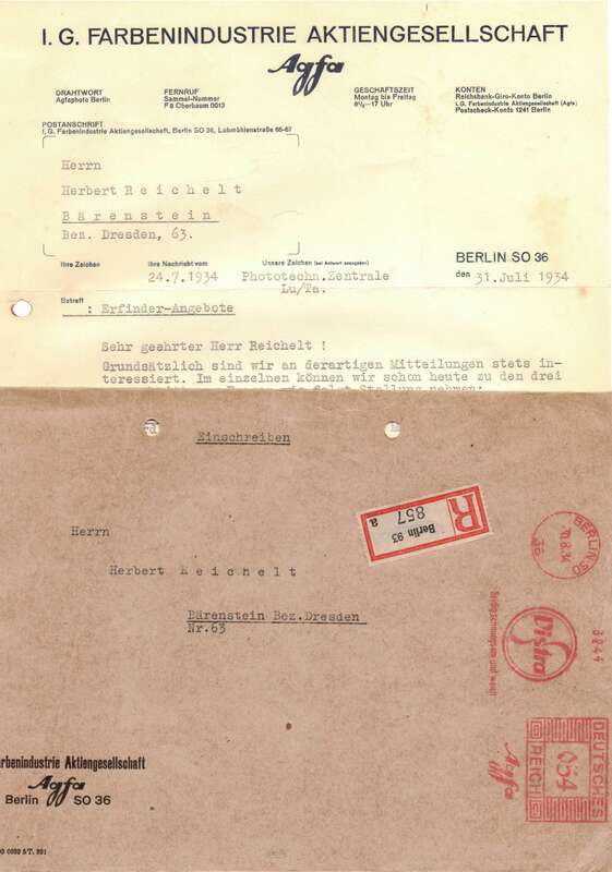 Briefkopf IG Farbenindustrie AG Agfa Berlin mit Kuvert R-Brief 1934 !