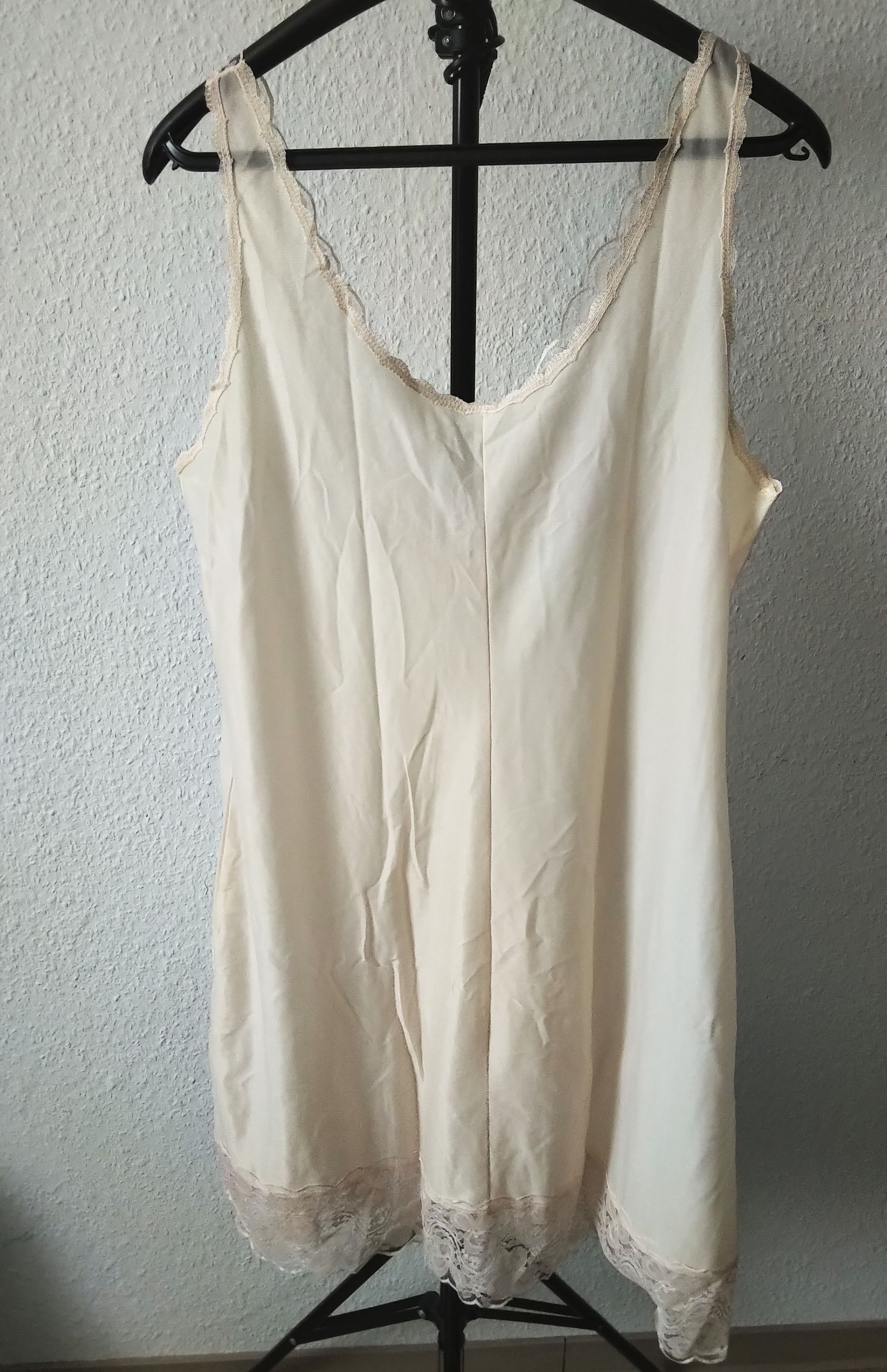 Baumwoll Nachthemd Unterkleid Rosa Vintage Damen Negligee mit Spitze