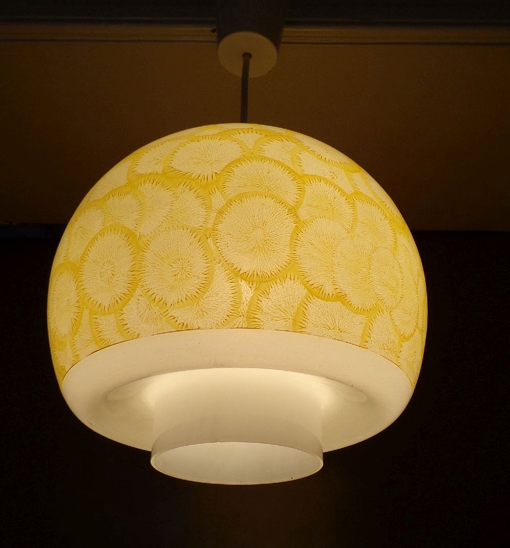 Alte Deckenleuchte Gelb Blumen Rund E27 Deckenlampe Retro Look