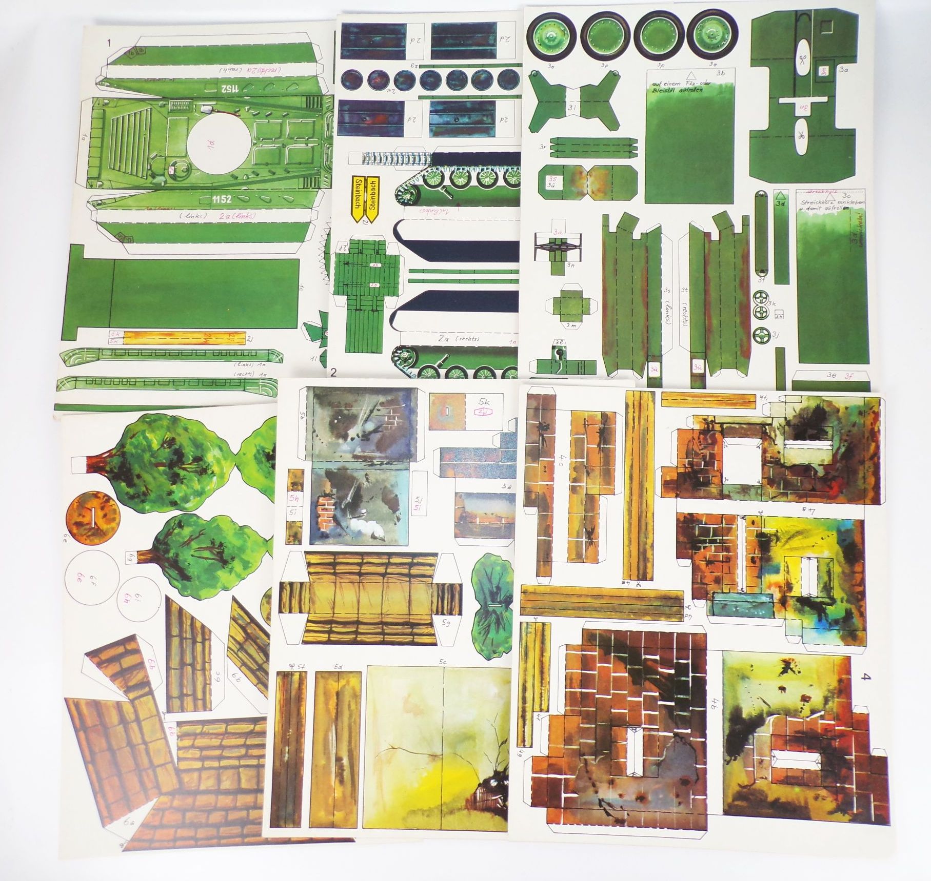 Spika Manöverspiel Teil 1 und 2 DDR paramilitärischer Bastelbogen NVA