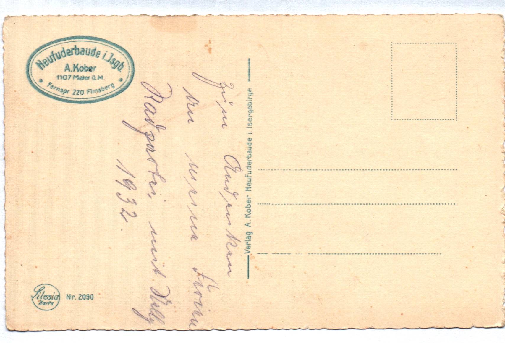 Foto Ak Heufuderbaude im Isergebirge Schlesien 1932