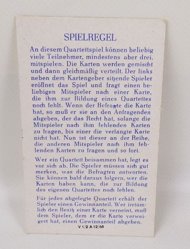 Märchen Quartett Richard Hauenstein Altenburg 1968 Kartenspiel