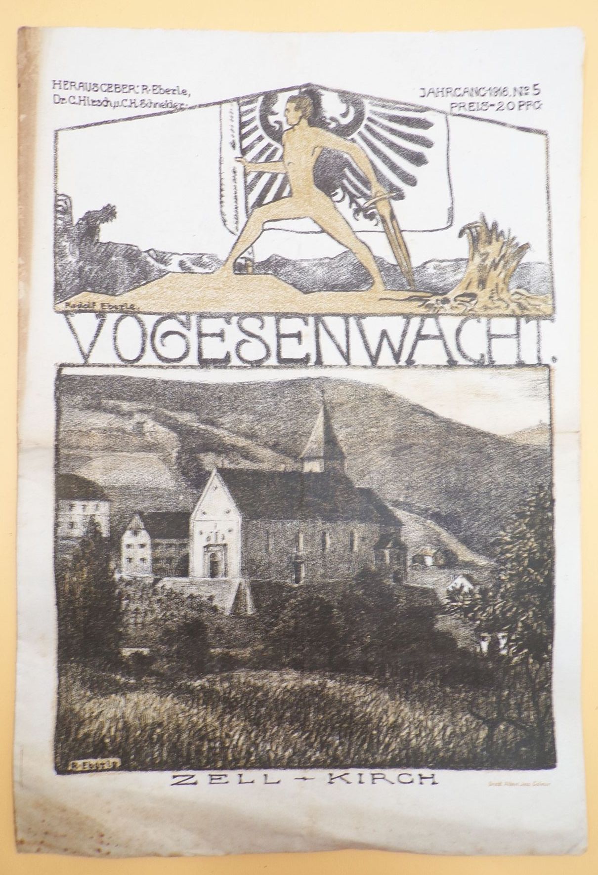 Vogesenwacht Alte Zeitung 1 Wk WW1 Nummer 5 Jahrgang 1916 Frankreich