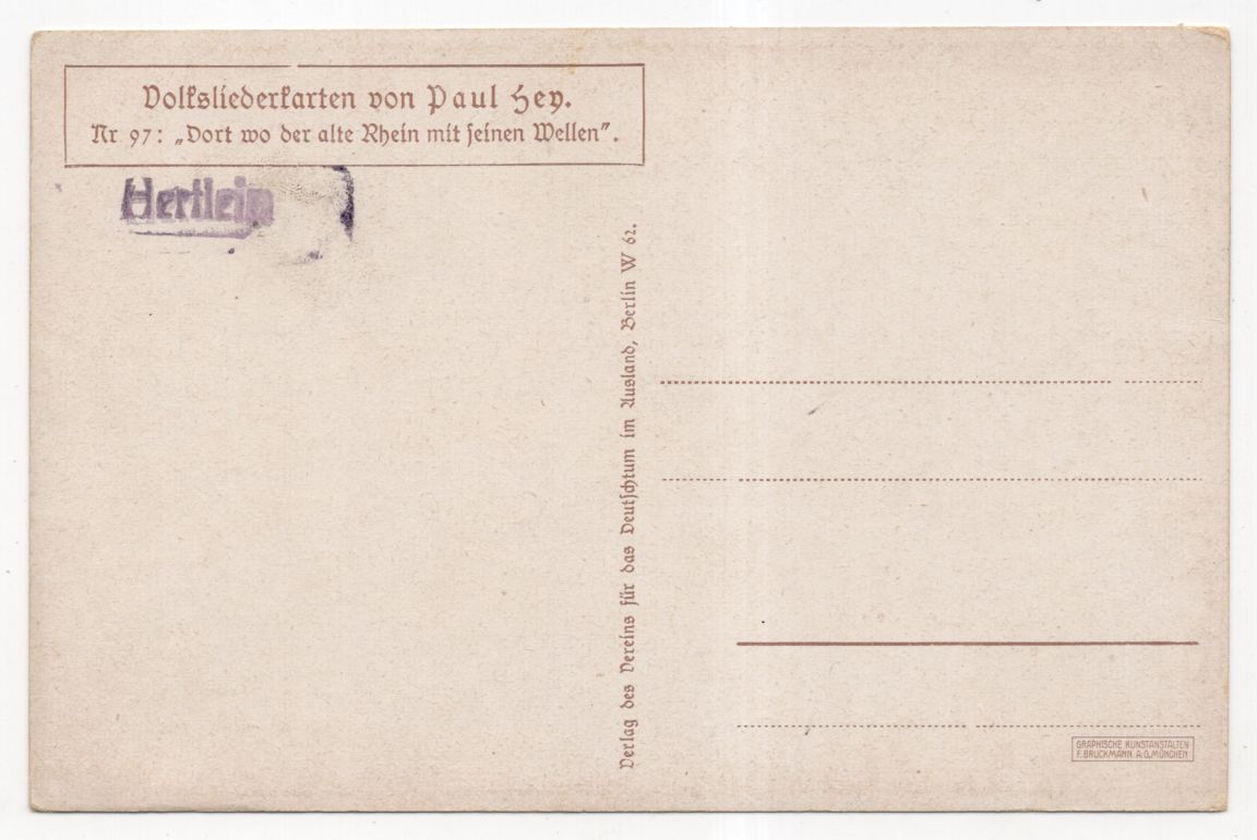 Künstler Ak Volksliedkarte Paul Hey 97 Dort wo der alte Rhein mit seinen Wellen