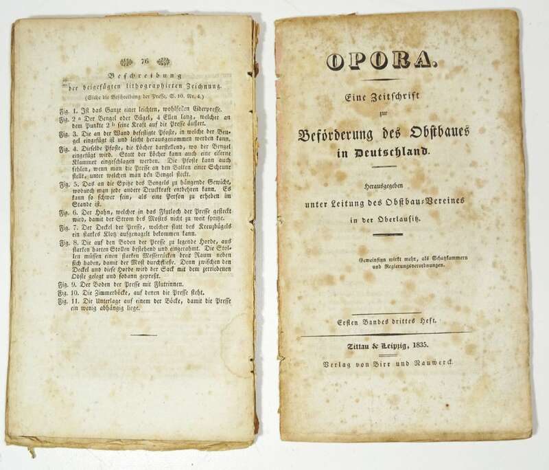 Opora Zeitschrift zur Beförderung des Obstbaues 1835 Oberlausitz