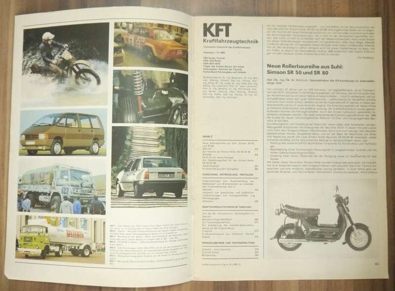 KFT Heft Dezember 1985 SR 50 80 Simson die neue Rollerserie aus Suhl