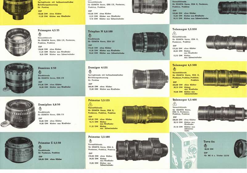 Faltblatt Meyer Optik Görlitz Preisliste Objektive 1962 DDR Reklame