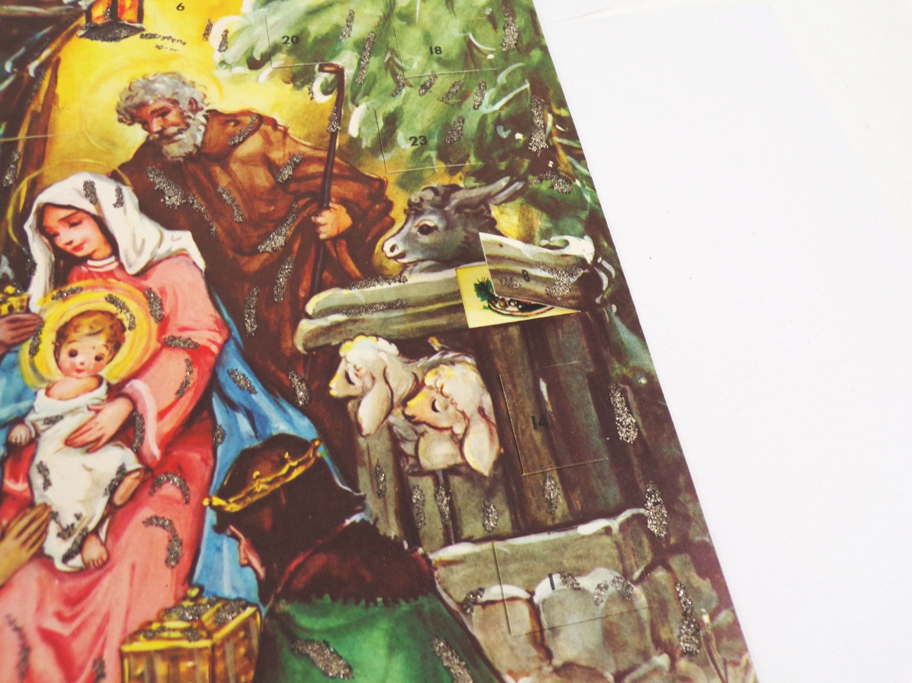 Alter Adventskalender Türchen Kalender Western Germany Josef und Maria heilige Könige