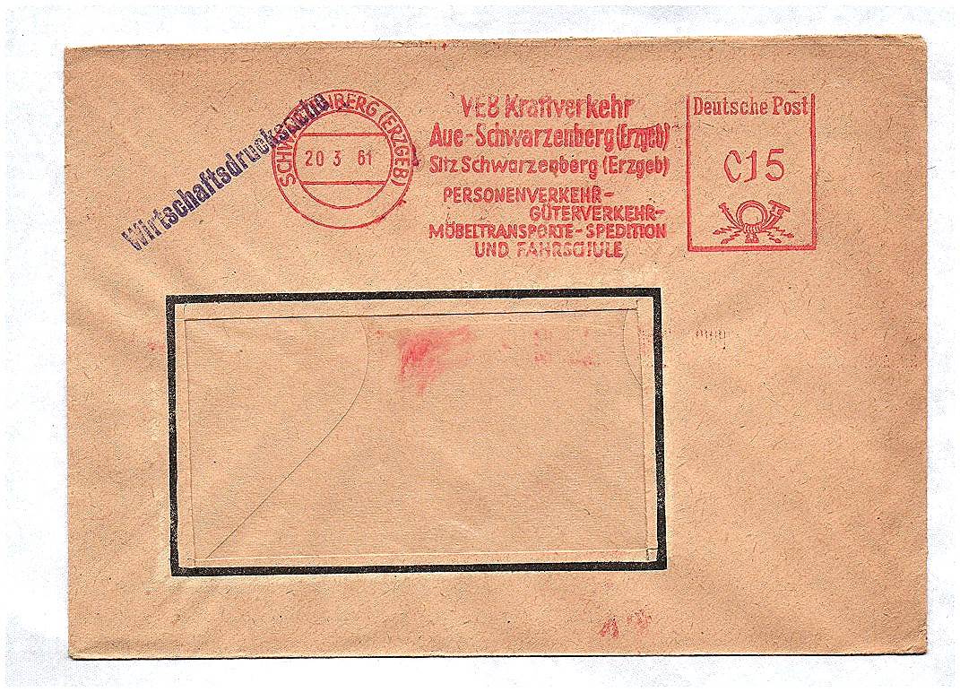 Wirtschaftsdrucksache VEB Kraftverkehr Aue Schwarzenberg Erzgebirge 1961 DDR