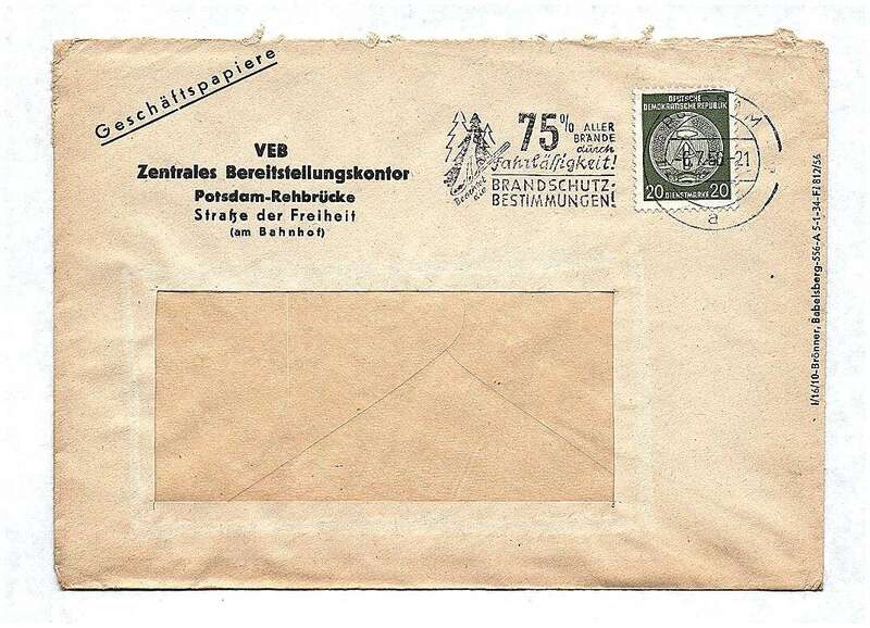 Geschäftspapiere VEB Zentrales Bereitstellungskontor DDR 1956 Briefkuvert