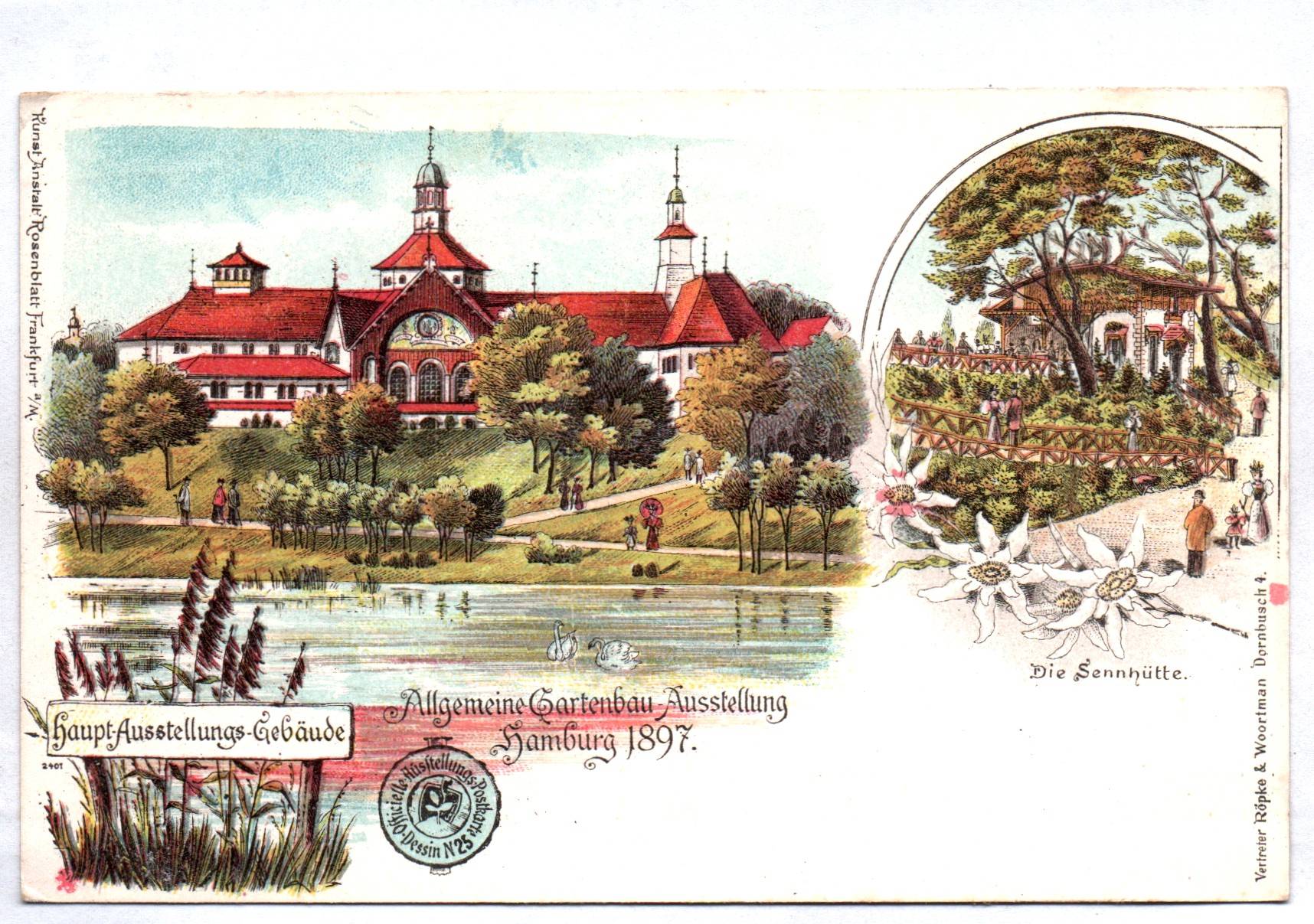 Litho Ak Gartenbau Ausstellung Hamburg 1897 Die Sennhütte 