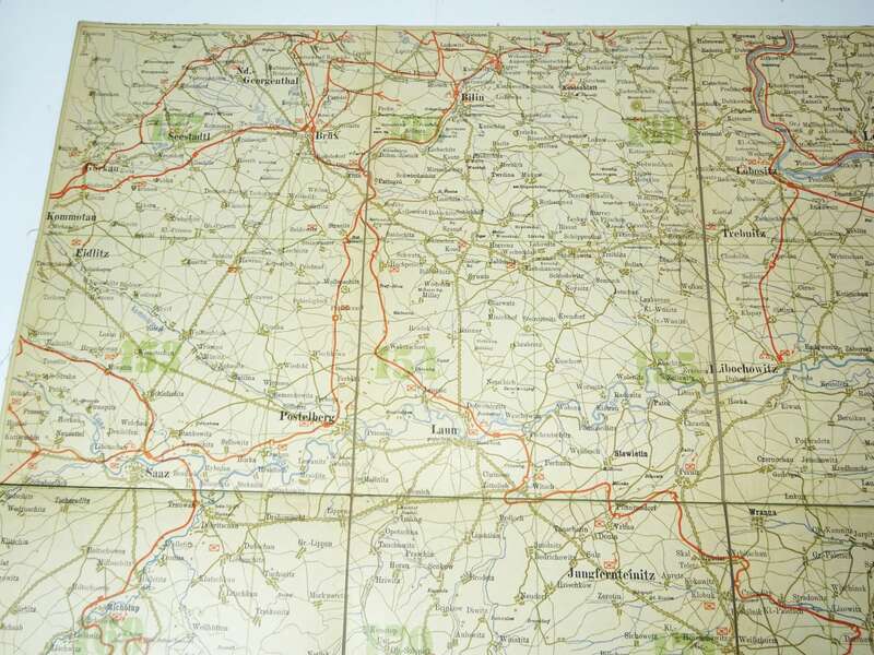 Landkarte Leitmeritz Kladno Postelberg Leinenlandkarte Tschechien