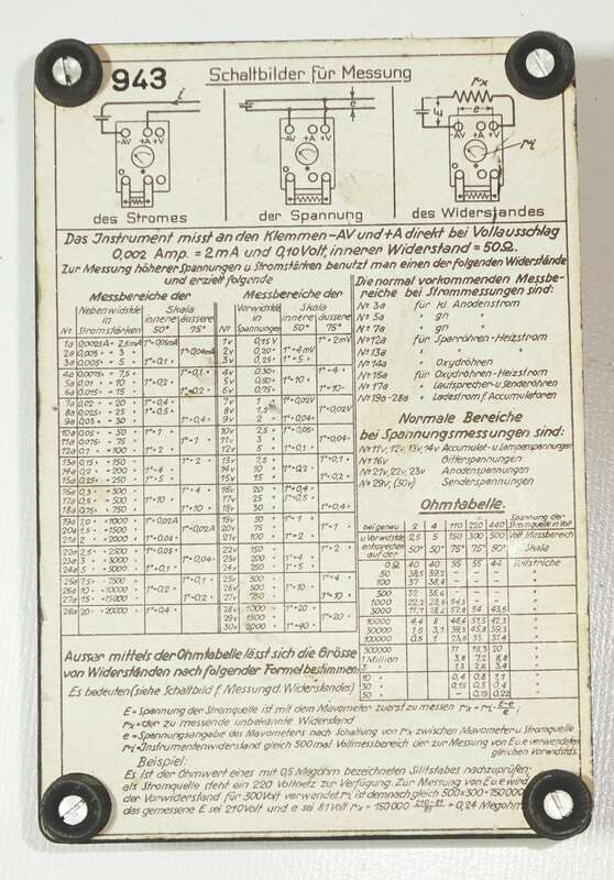 Altes Mavometer Original Glossen DRP Meßgerät mit Schaltbild