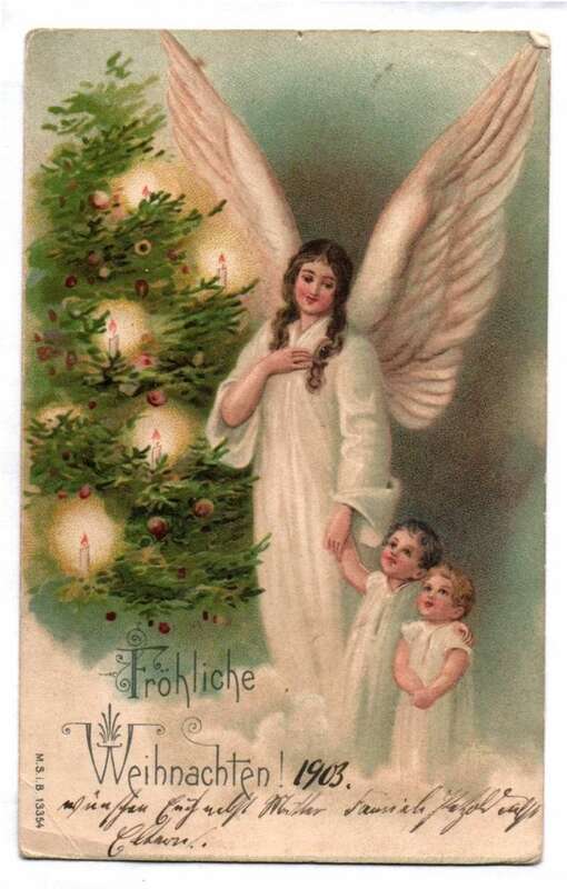 Litho Postkarte Engel Christbaum Kerzenschein 1903