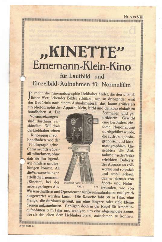 Konvolut Ernemann Dresden Kamera Prospekte 1920er Kino Filmapparate Er-nox !