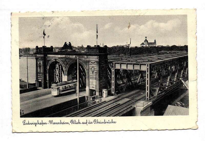 Ak Ludwigshafen Mannheim Blick auf die Rheinbrücke 1939
