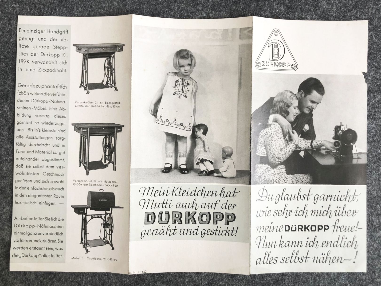 Alter Prospekt Dürkopp Nähmaschinen Broschüre