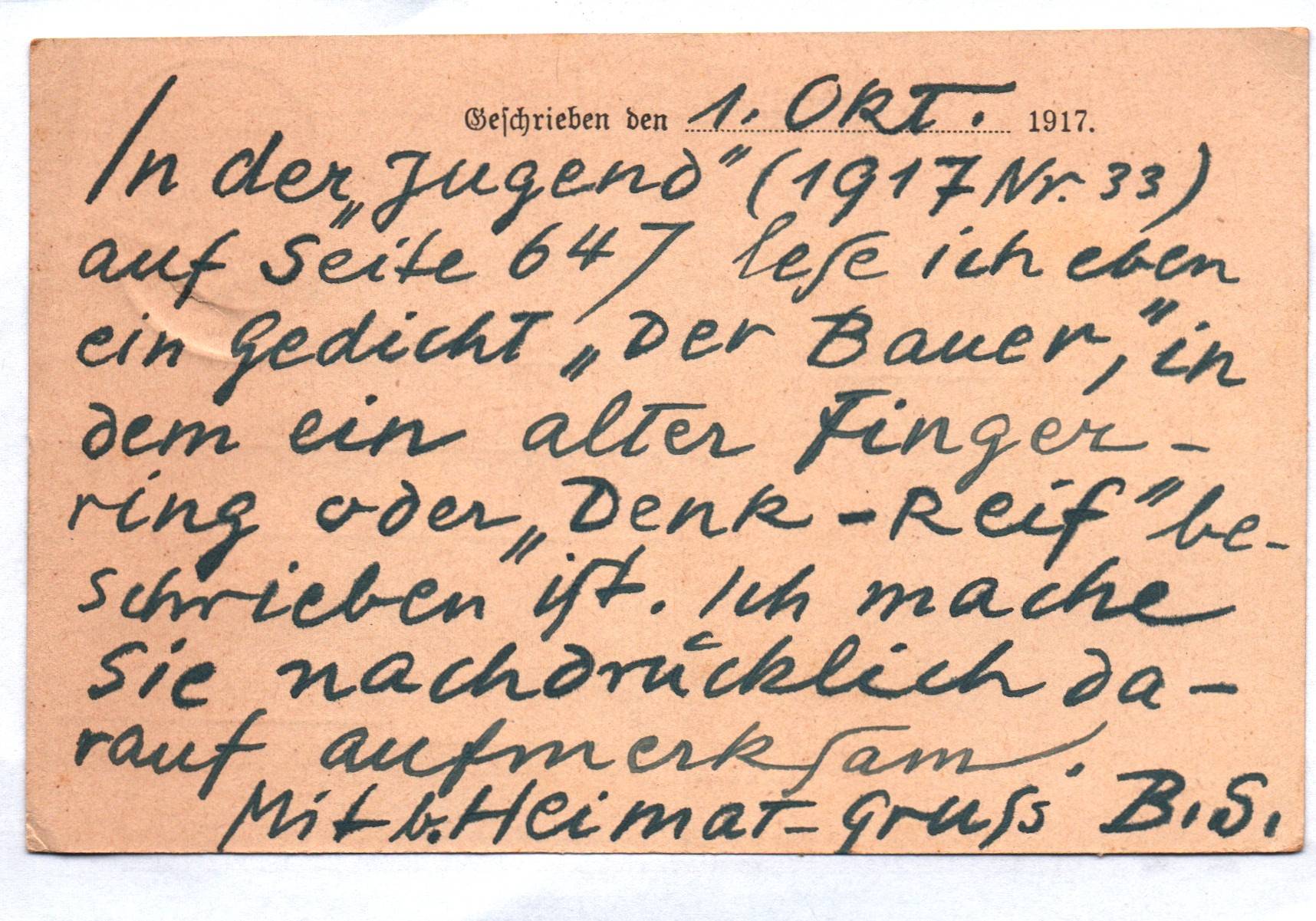 Feldpostkarte Vermessung Abteilung Nr 9 Stempel 1917 Deutsche Gaue Kaufbeuren