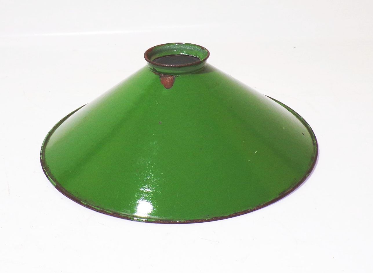Alter Emaille Lampenschirm Grün Weiss Durchmesser 25 cm Ersatzschirm 