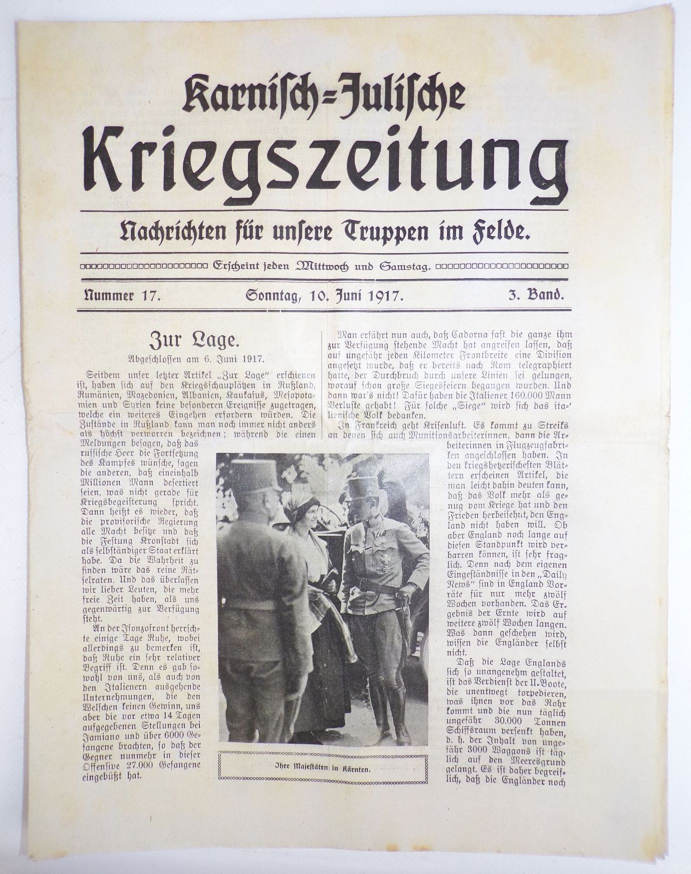 Karnisch Julische Kriegszeitung 1 Wk WW1 Zeitung 