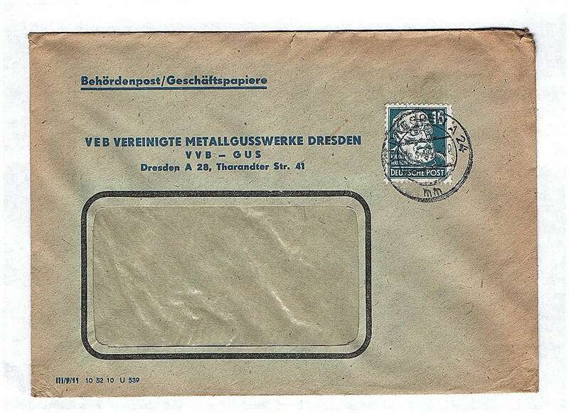 Behördenpost VEB Vereingigte Metallgusswerke Dresden Geschäftspapiere ca 1950