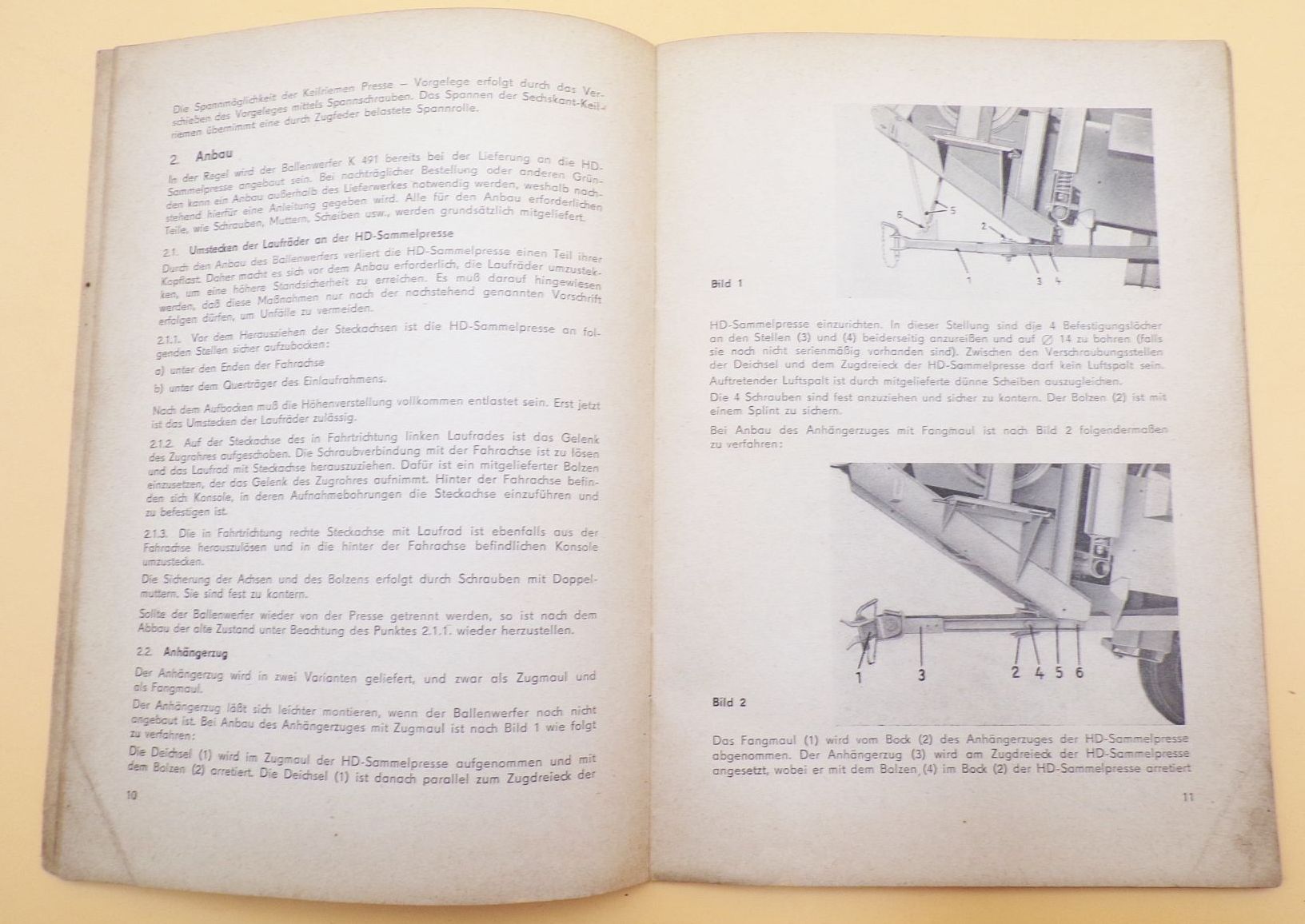 Anbau und Bedienungsanweisung Typ K491 VEB Kombinat Fortschritt 1969
