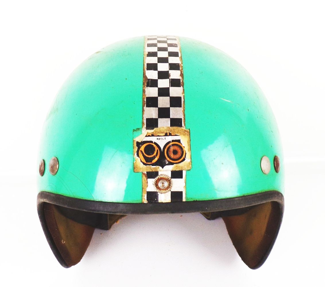 Halbschale Mopedhelm Grün Größe 54 Sturzhelm DDR Brille