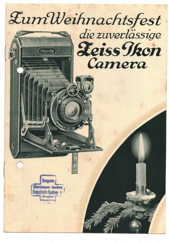 Prospekt zum Weihnachtsfest Zeiss Ikon Kamera Fotoapparate 1930 Vintage !