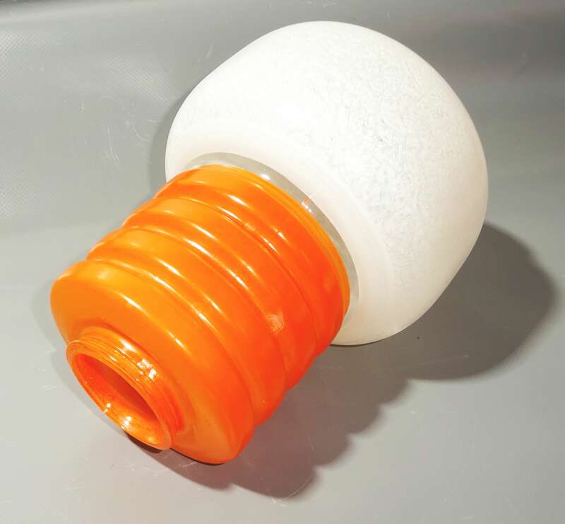 Alter Lampenschirm Glas Weiss Orange 1960er DDR Deckenlampe Ersatzschirm