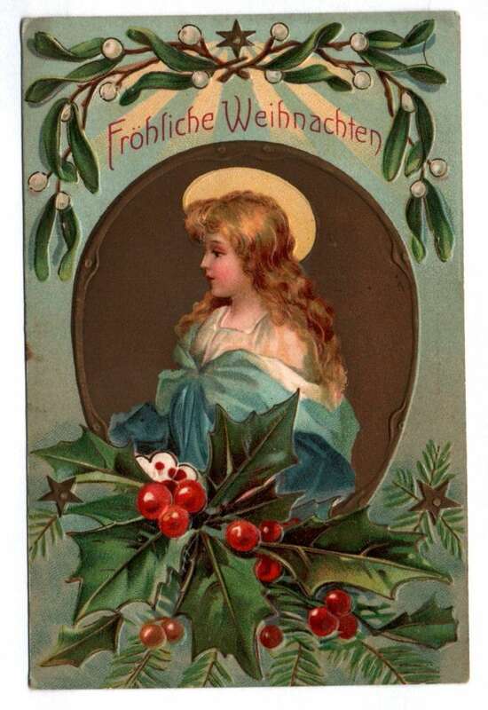 Ak Kind Heiligenschein Mistelzweig um 1900 geprägt