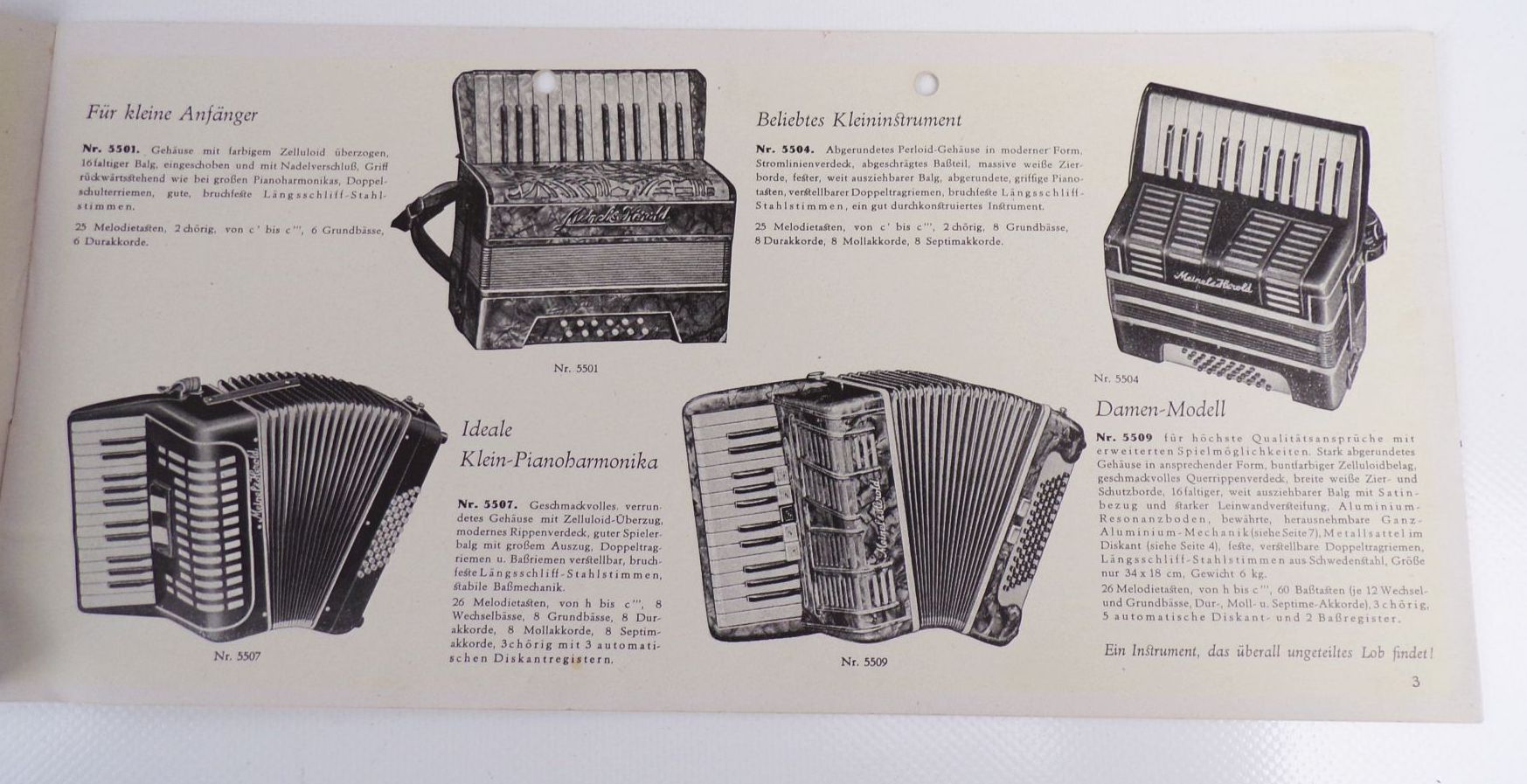 Preisliste Meinel und Herold Klingenthal Handharmonika Akkordeon