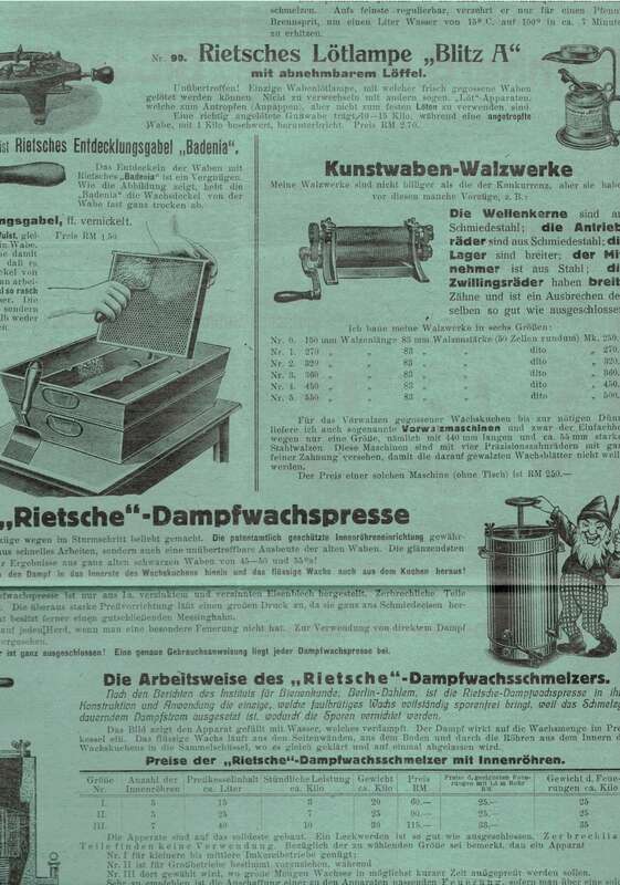 Lot Werbe Blätter Bernhard Rietsche Fabrik für Bienengeräte Biberach in Baden 1927