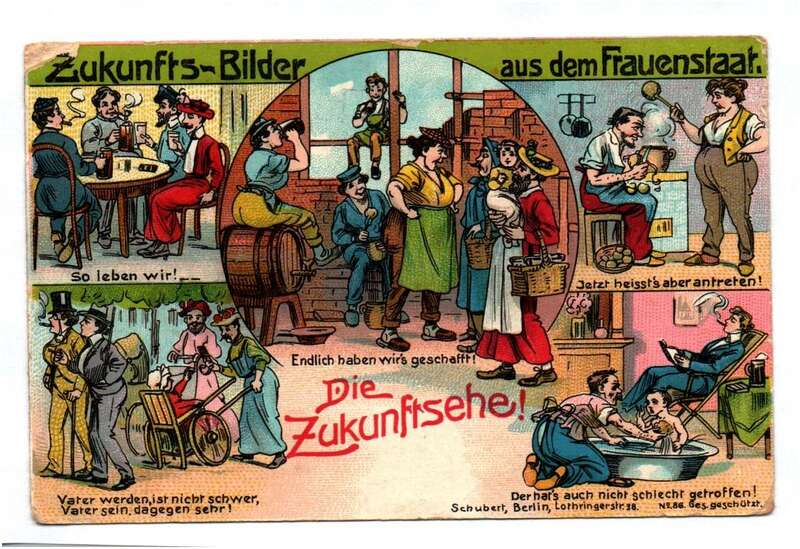 Litho Ak Zukunftsbilder 1908 Zittau aus dem Frauenstaat