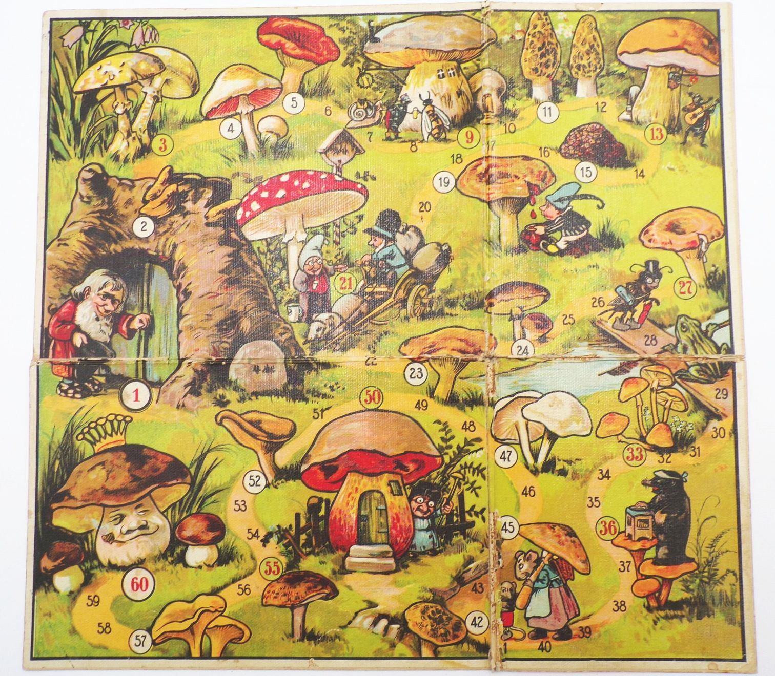 Klee Im Reiche der Pilze Wichtel Zwerge um 1920 Spielplan Brettspiel Klee Im Reiche der Pilze Wichtel Zwerge um 1920 Spielplan Brettspiel