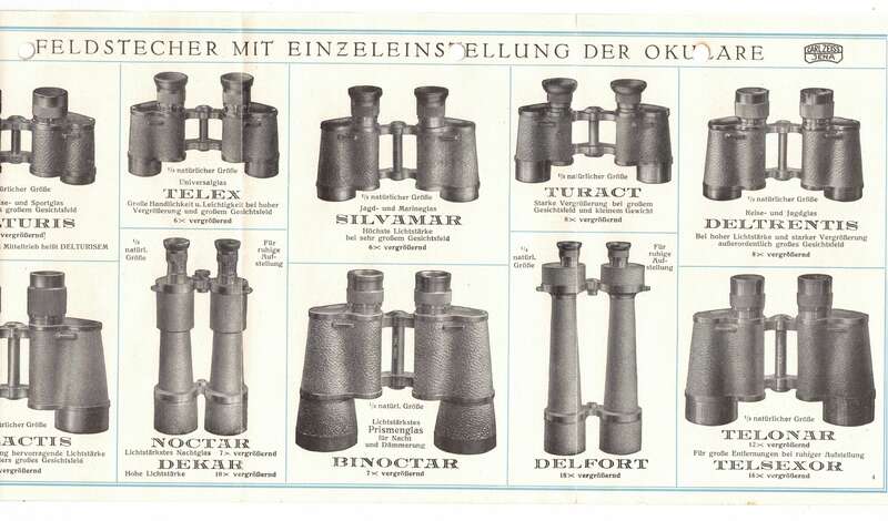 Werbe Prospekt Carl Zeiss Jena Feldstecher Fernglas  1924er 